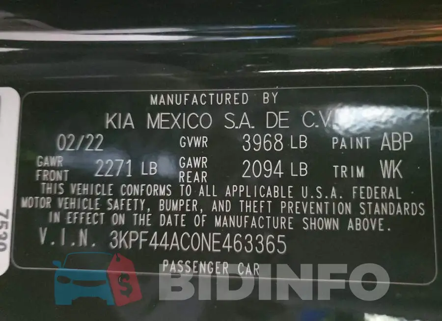 3KPF44AC0NE463365 Photo# 12