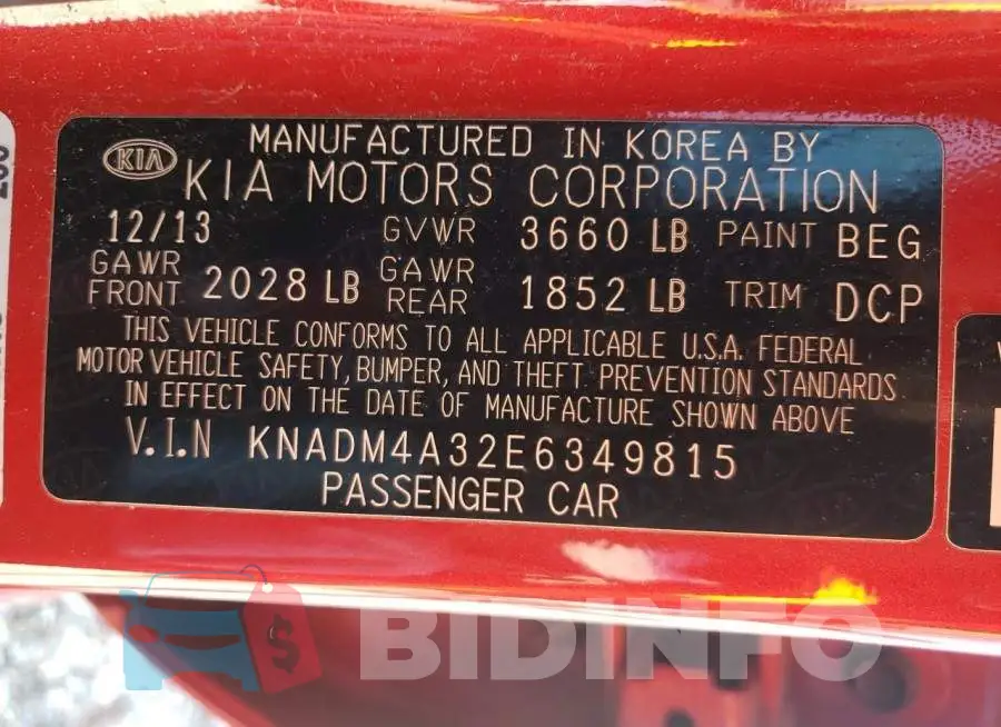 KNADM4A32E6349815 Photo# 12