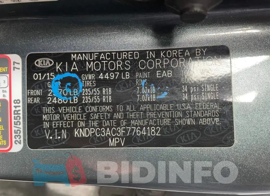 KNDPC3AC3F7764182 Photo# 10