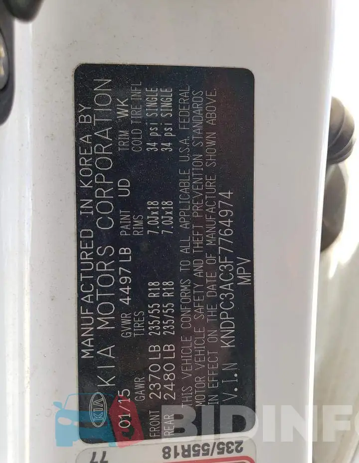 KNDPC3AC3F7764974 Photo# 13