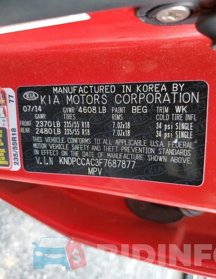 KNDPCCAC3F7687877 Photo# 14