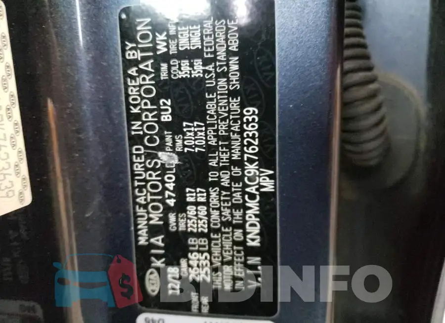 KNDPMCAC9K7623639 Photo# 14