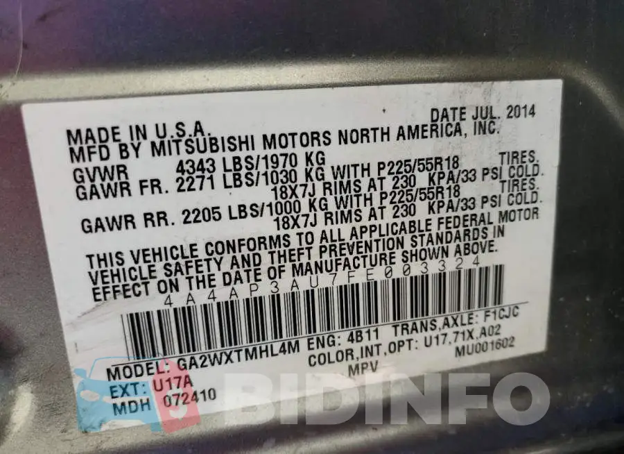 4A4AP3AU7FE003324 Photo# 13