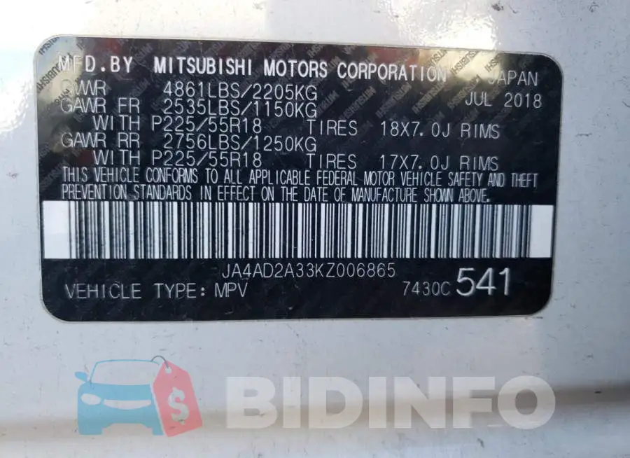 JA4AD2A33KZ006865 Photo# 13
