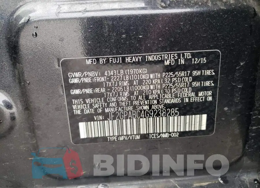 JF2GPABC4G9238285 Photo# 13