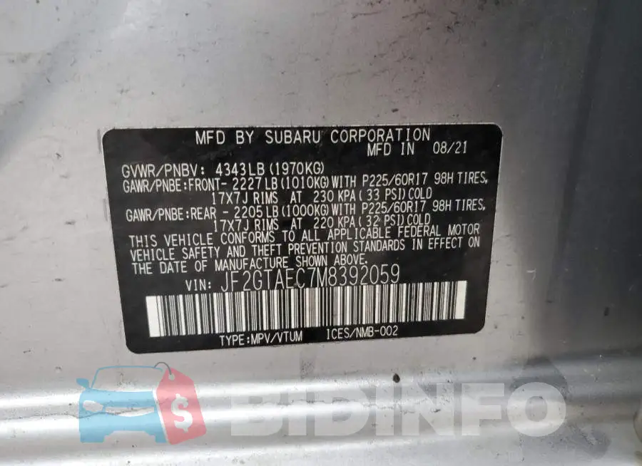 JF2GTAEC7M8392059 Photo# 12