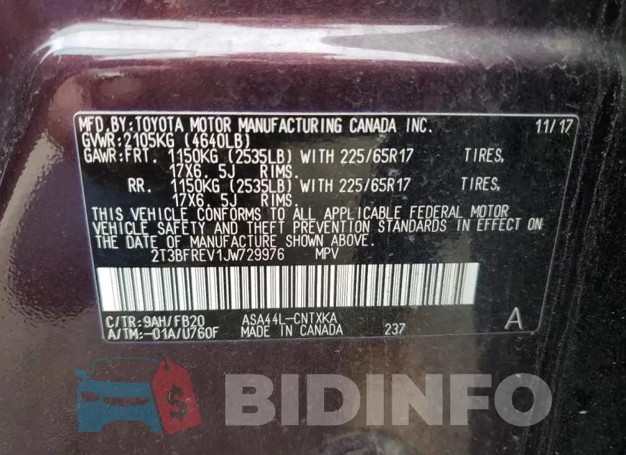 2T3BFREV1JW729976 Photo# 12