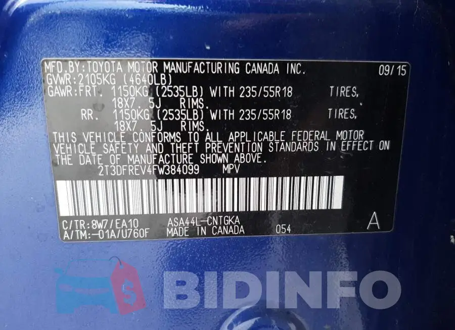 2T3DFREV4FW384099 Photo# 13