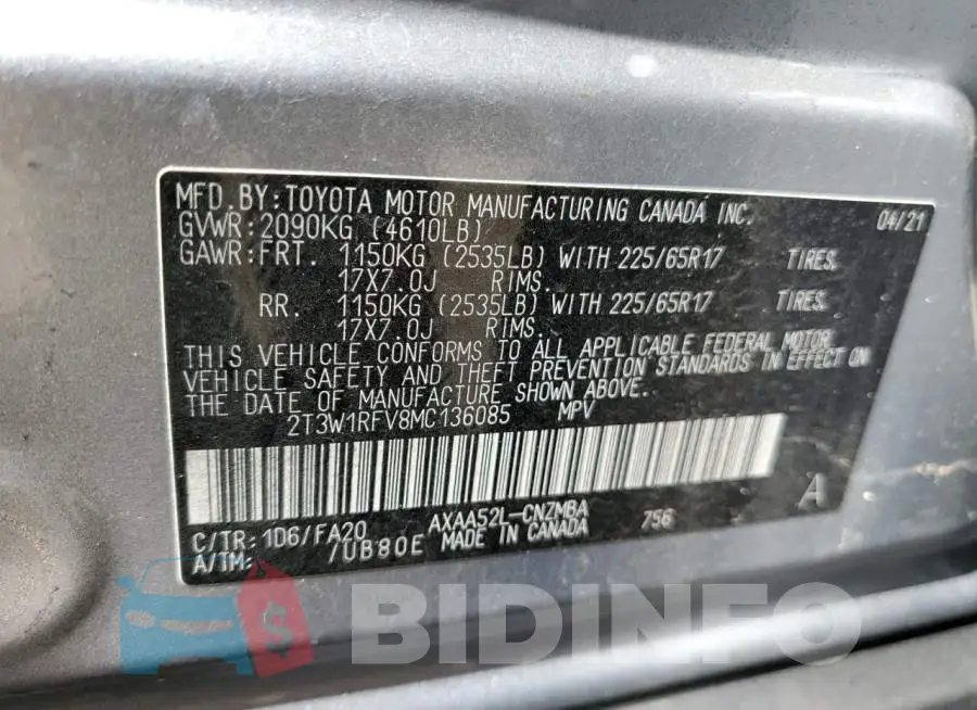 2T3W1RFV8MC136085 Photo# 13