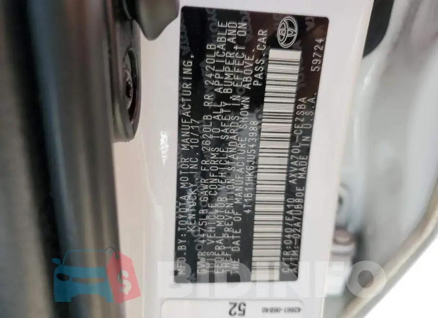 4T1B11HK6JU543988 Photo# 12