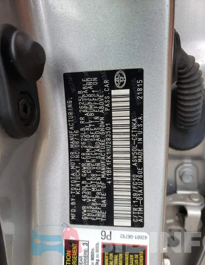 4T1BF1FK1HU283501 Photo# 12