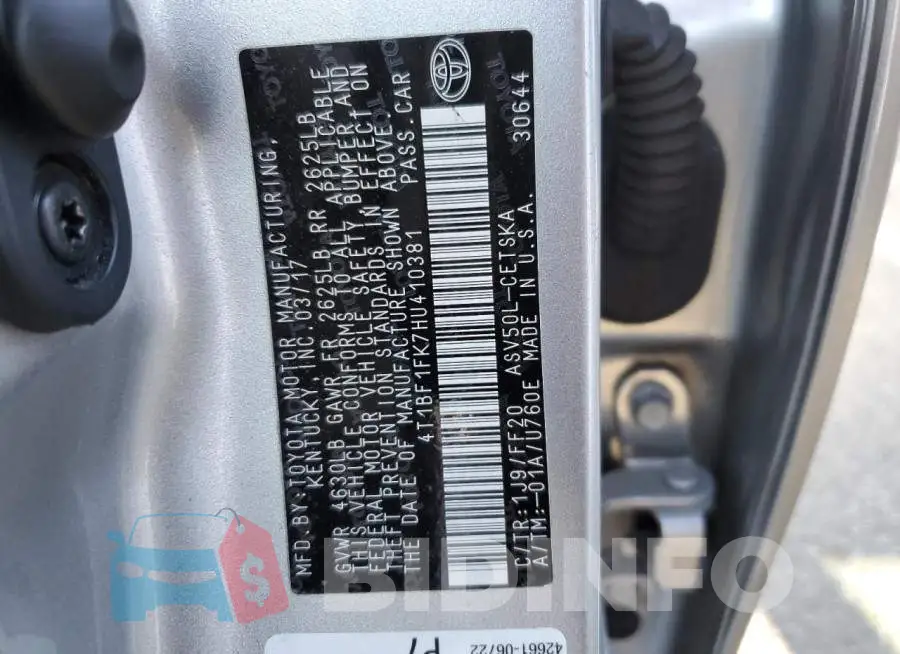4T1BF1FK7HU410381 Photo# 12