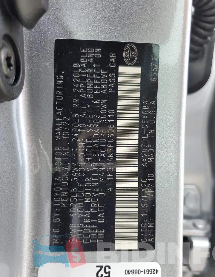 4T1F31AK3PU606110 Photo# 13