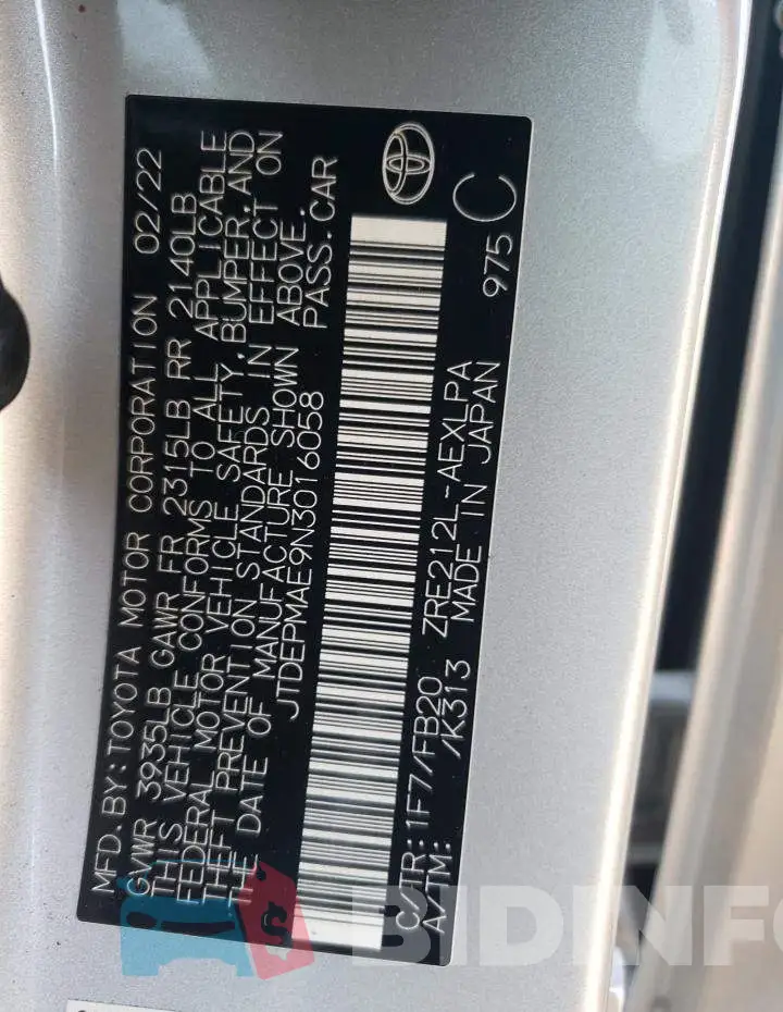 JTDEPMAE9N3016058 Photo# 12