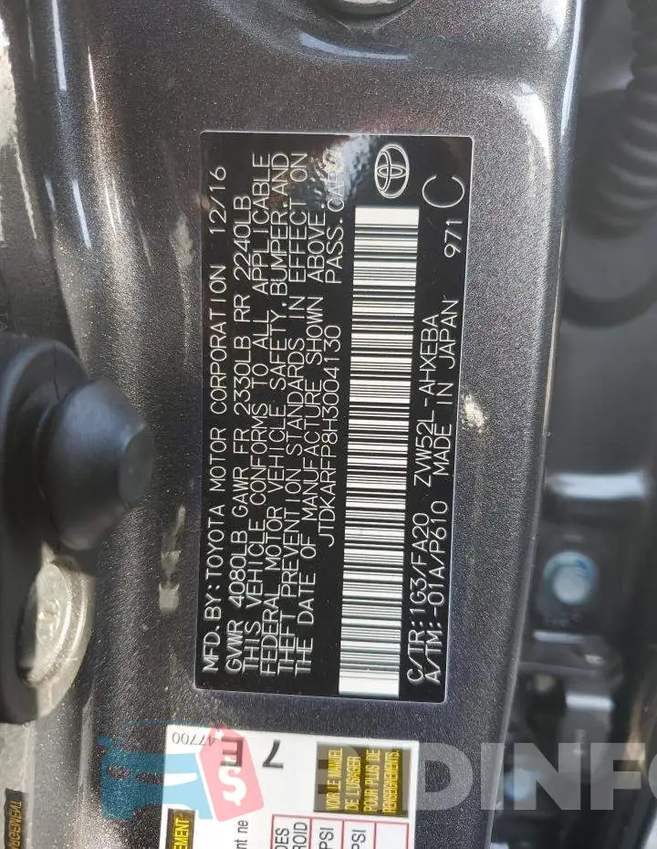 JTDKARFP8H3004130 Photo# 13