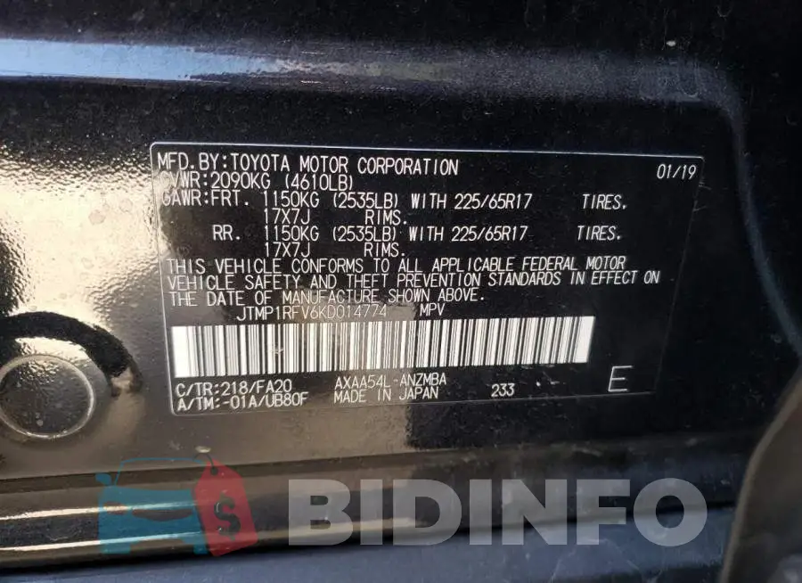 JTMP1RFV6KD014774 Photo# 10