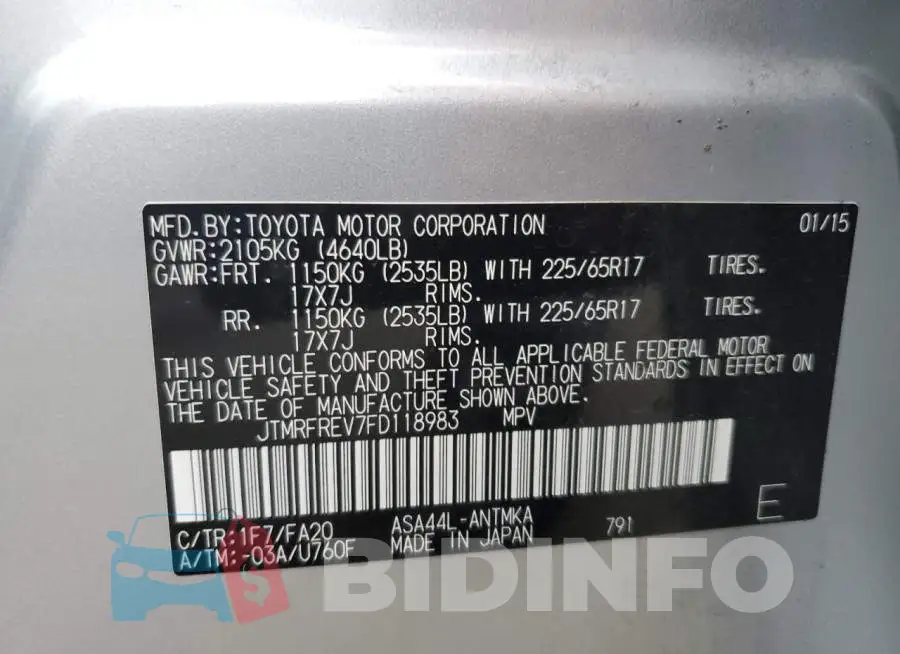 JTMRFREV7FD118983 Photo# 14