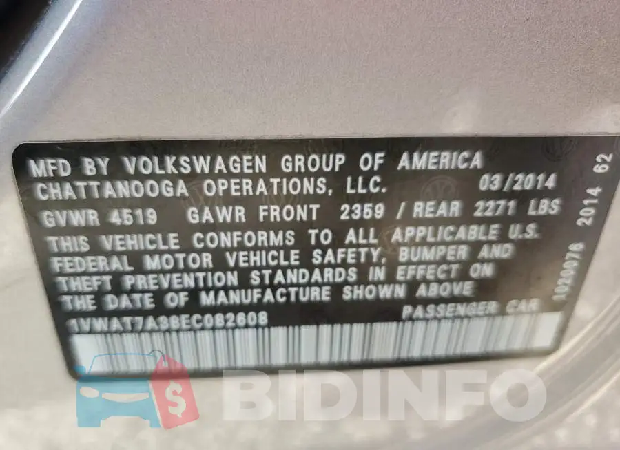 1VWAT7A38EC082608 Photo# 12