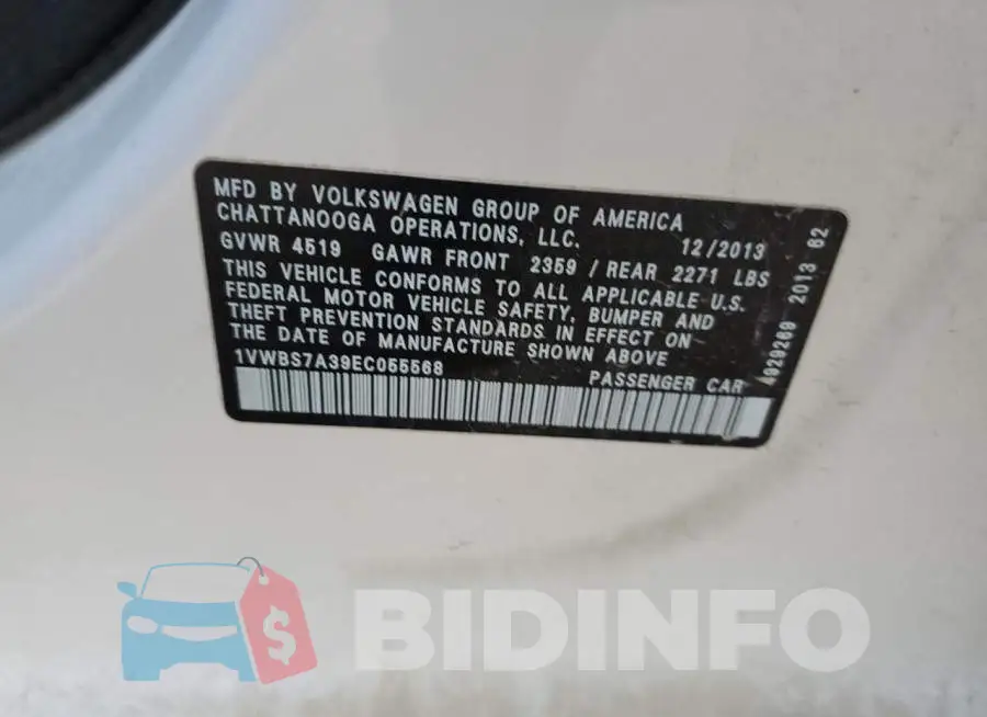 1VWBS7A39EC055568 Photo# 13