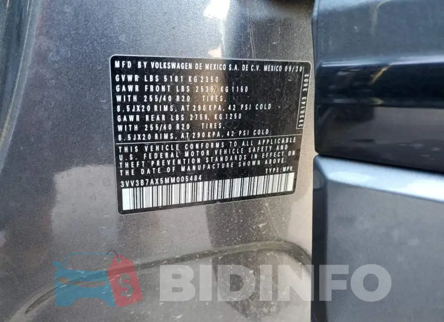 3VV3B7AX5MM005484 Photo# 12