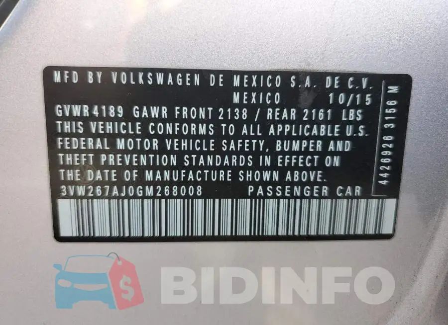 3VW267AJ0GM268008 Photo# 12