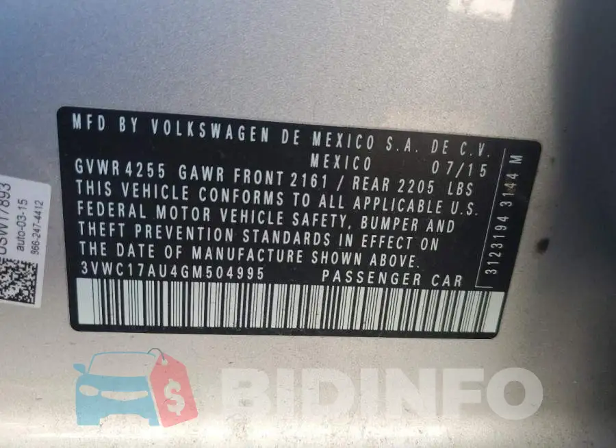3VWC17AU4GM504995 Photo# 13