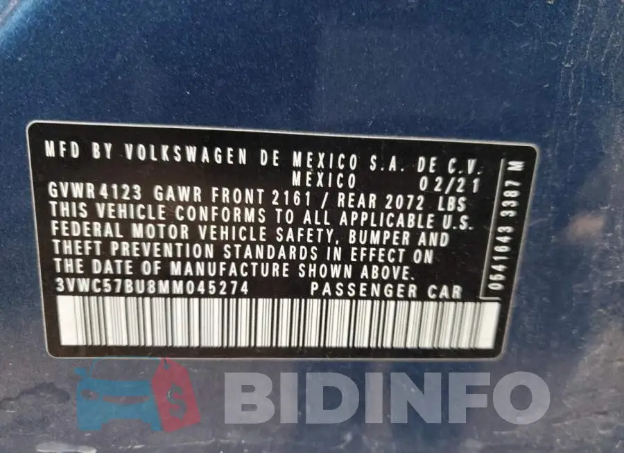 3VWC57BU8MM045274 Photo# 12