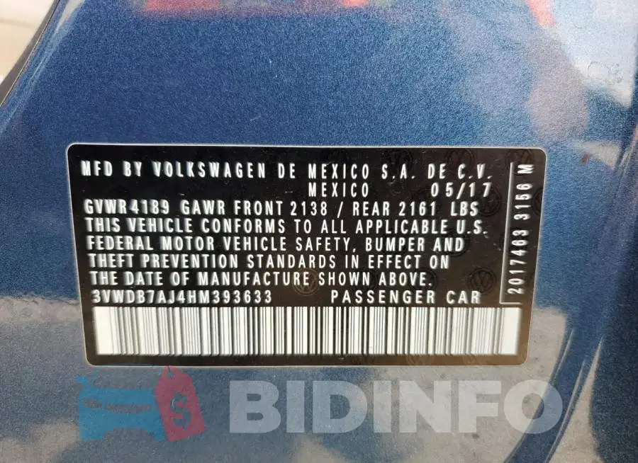 3VWDB7AJ4HM393633 Photo# 12