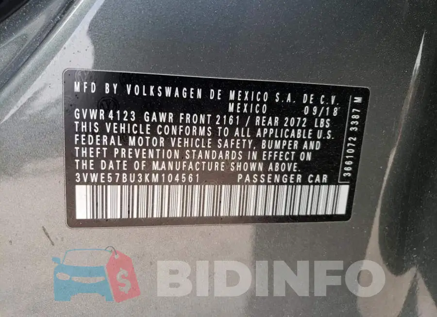 3VWE57BU3KM104561 Photo# 12