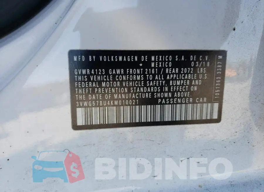 3VWG57BU4KM010021 Photo# 10