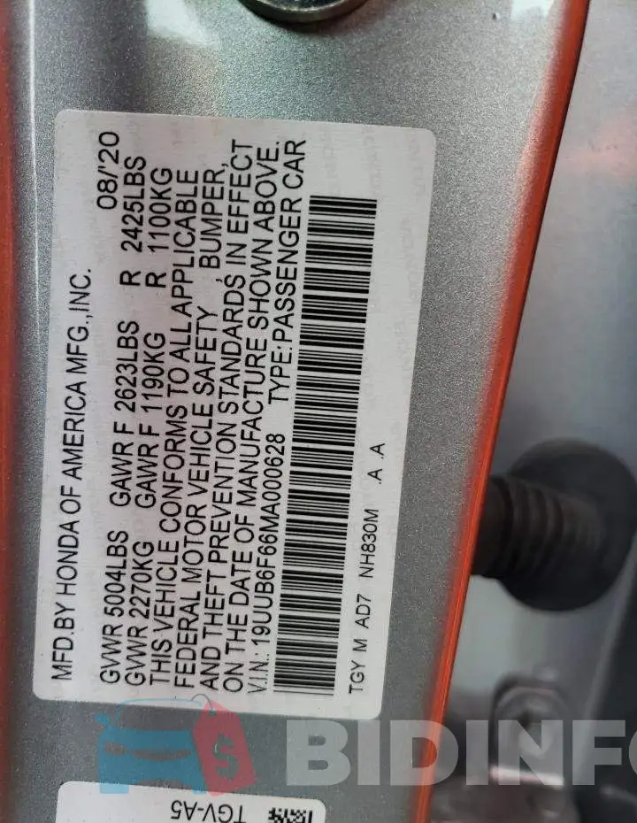19UUB6F66MA000628 Photo# 13