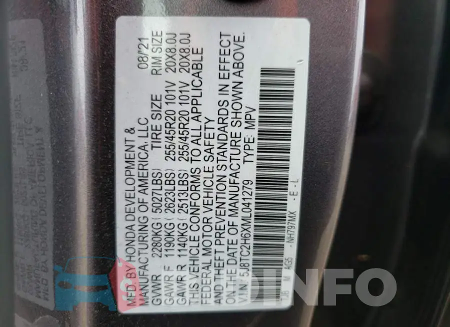 5J8TC2H6XML041279 Photo# 13