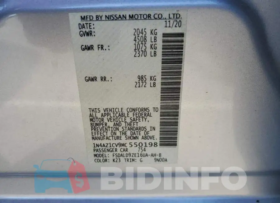 1N4AZ1CV9MC550198 Photo# 12