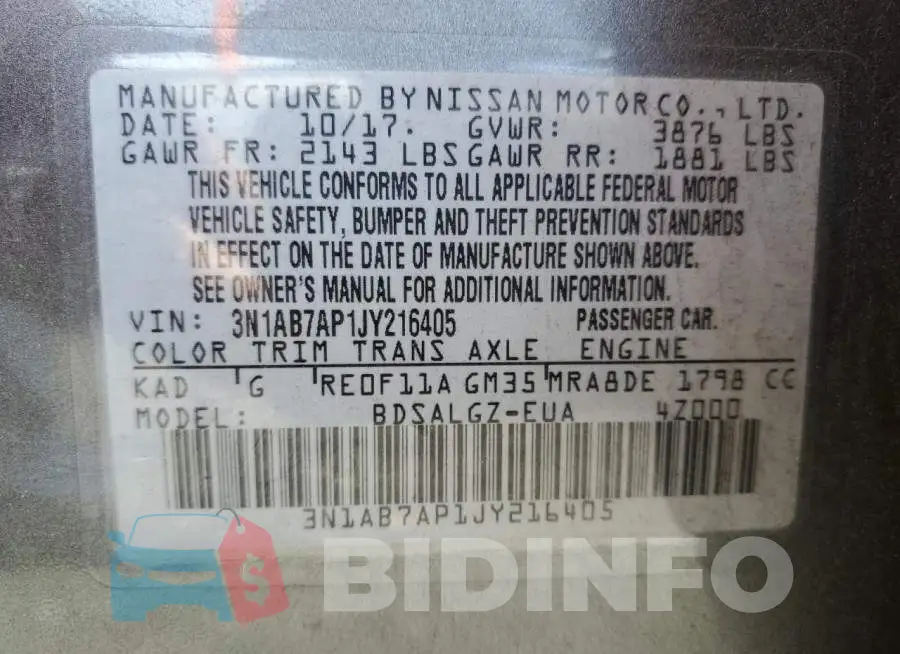 3N1AB7AP1JY216405 Photo# 12