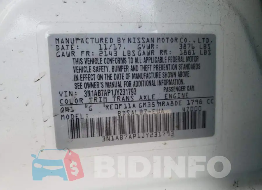 3N1AB7AP1JY231793 Photo# 12
