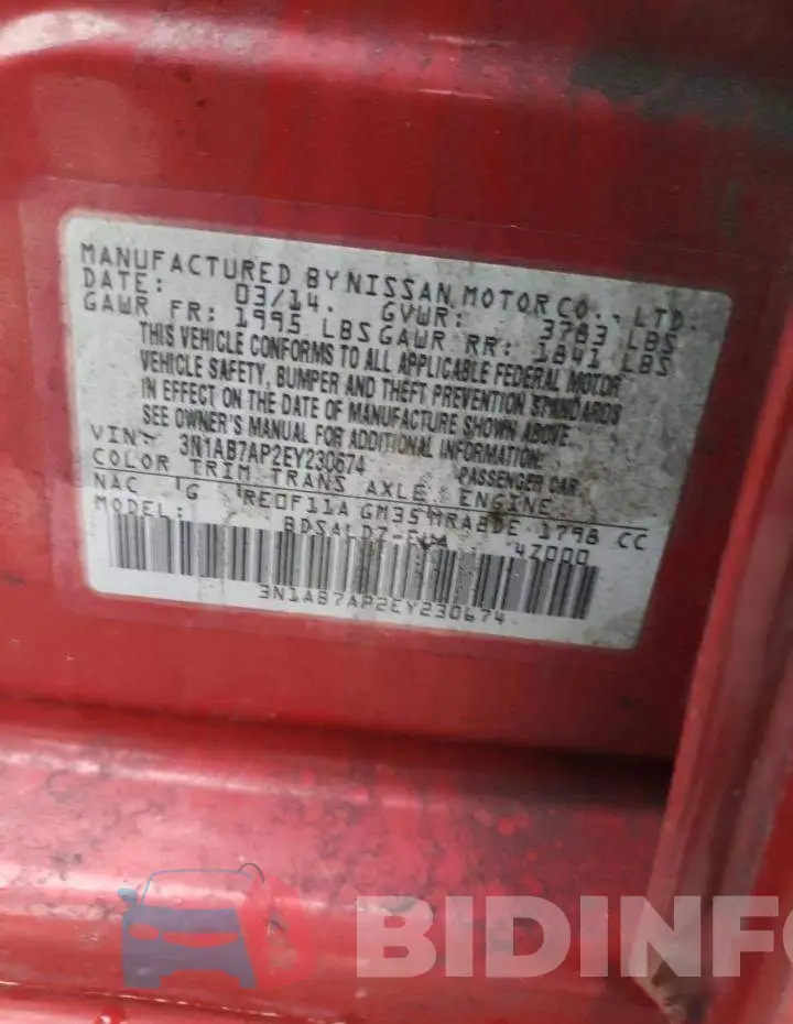 3N1AB7AP2EY230674 Photo# 12