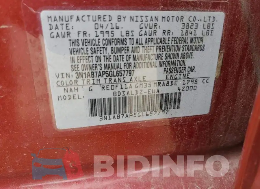 3N1AB7AP5GL657797 Photo# 12