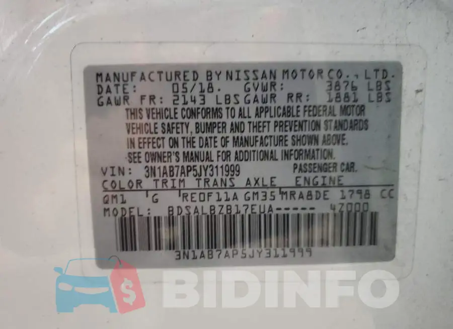 3N1AB7AP5JY311999 Photo# 12
