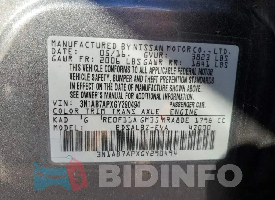 3N1AB7APXGY290494 Photo# 12