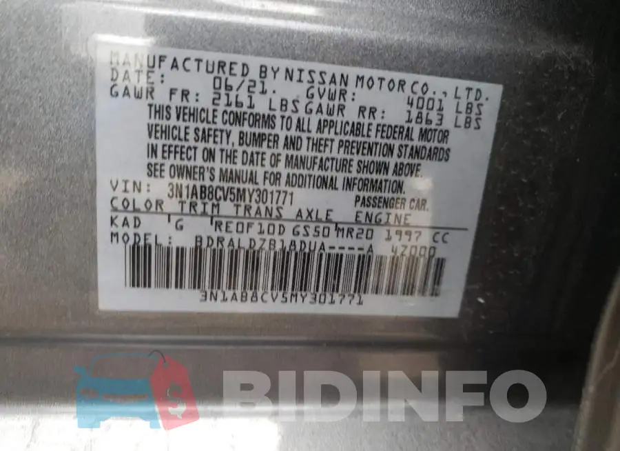 3N1AB8CV5MY301771 Photo# 12