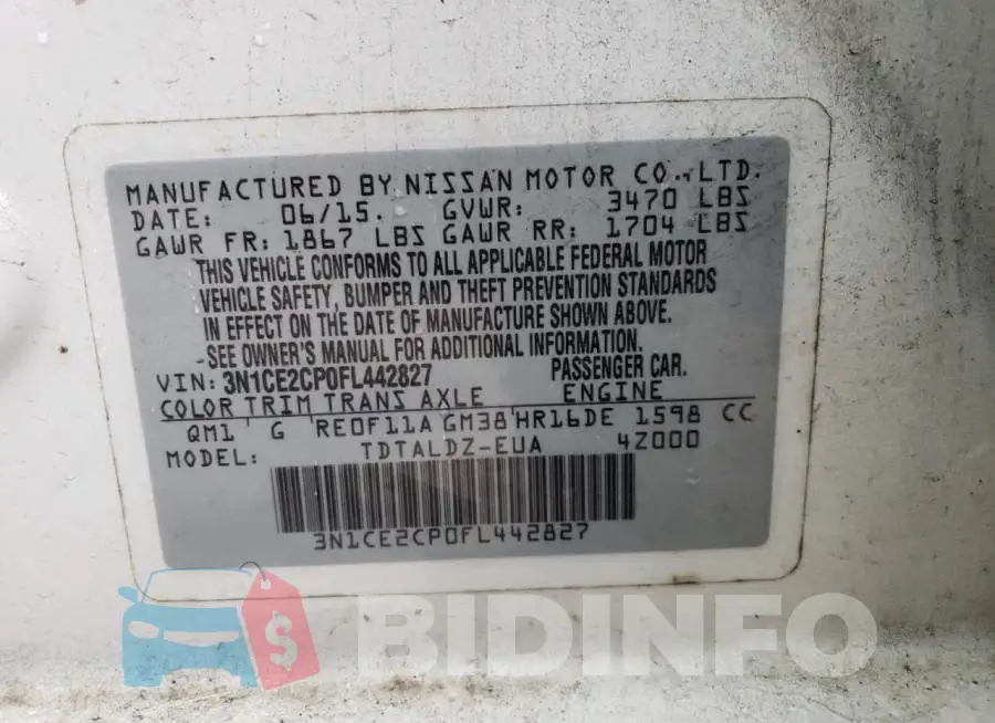3N1CE2CP0FL442827 Photo# 12