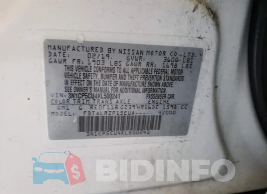 3N1CP5CU4KL500241 Photo# 13
