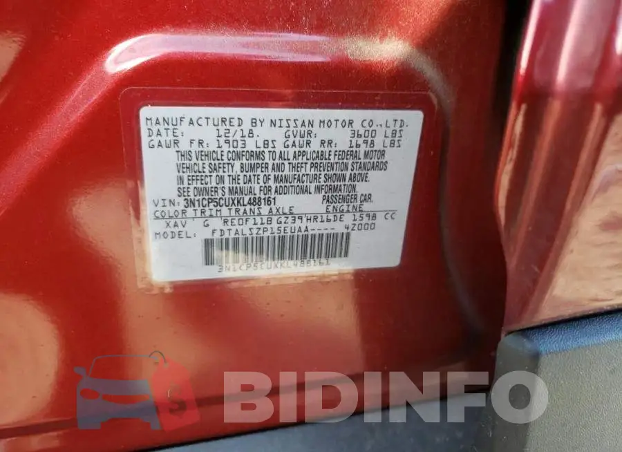 3N1CP5CUXKL488161 Photo# 13