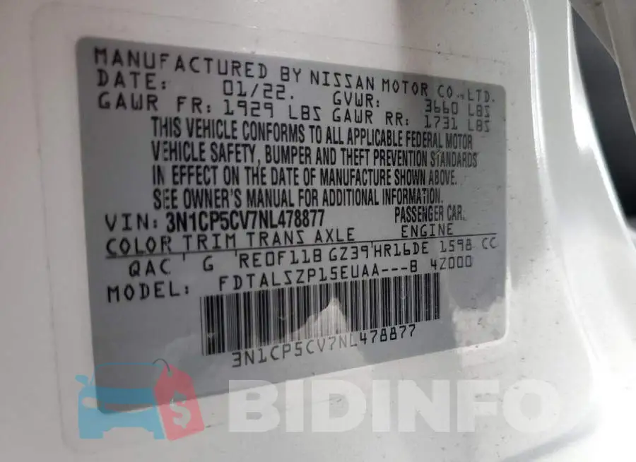 3N1CP5CV7NL478877 Photo# 12