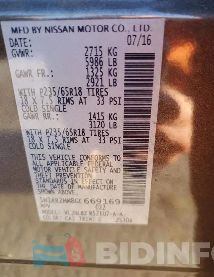 5N1AR2MM8GC669169 Photo# 12