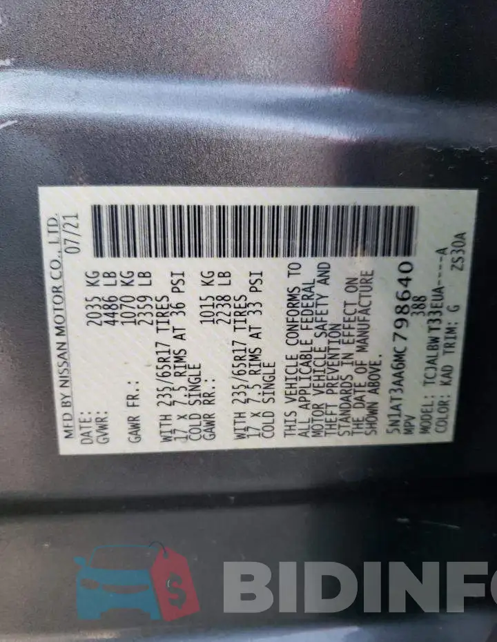 5N1AT3AA6MC798640 Photo# 14