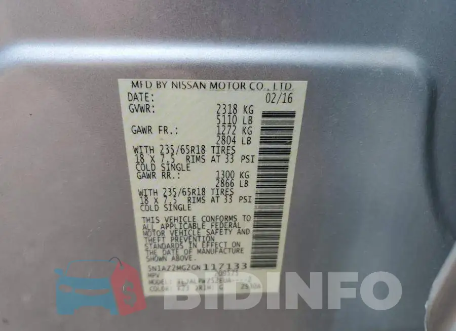5N1AZ2MG2GN117133 Photo# 12