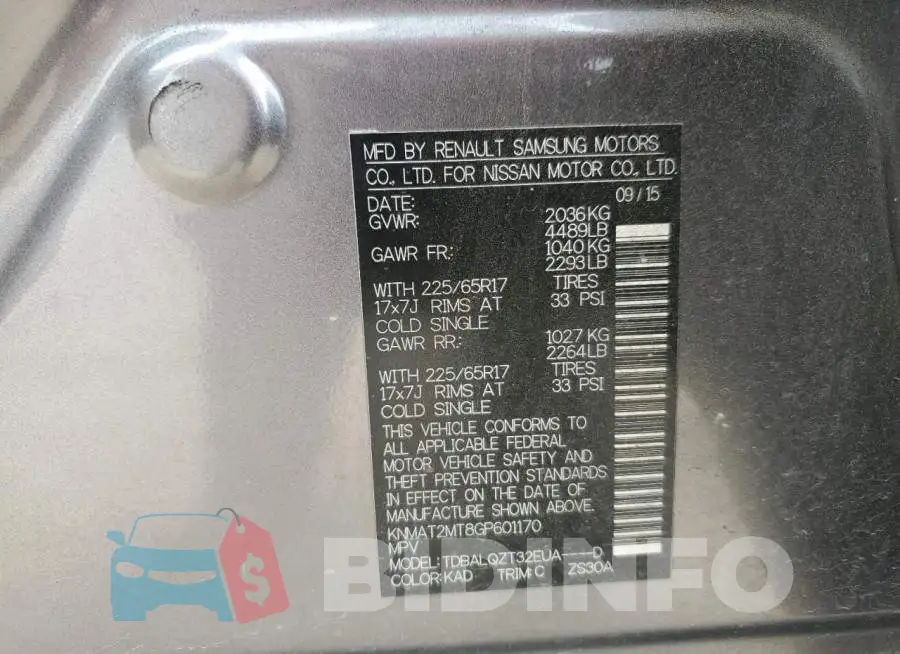 KNMAT2MT8GP601170 Photo# 12