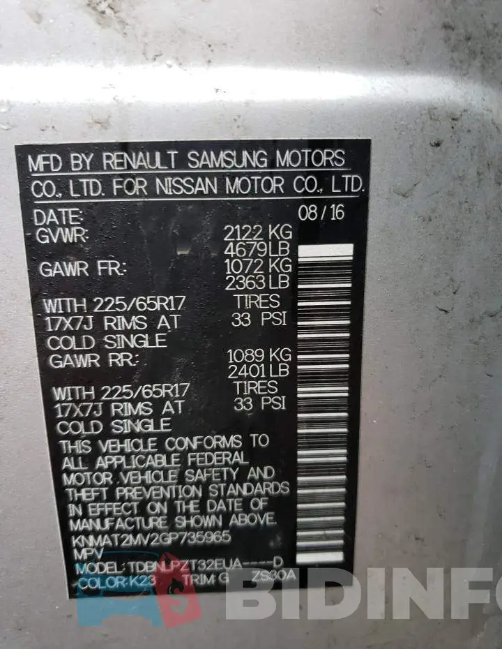 KNMAT2MV2GP735965 Photo# 13