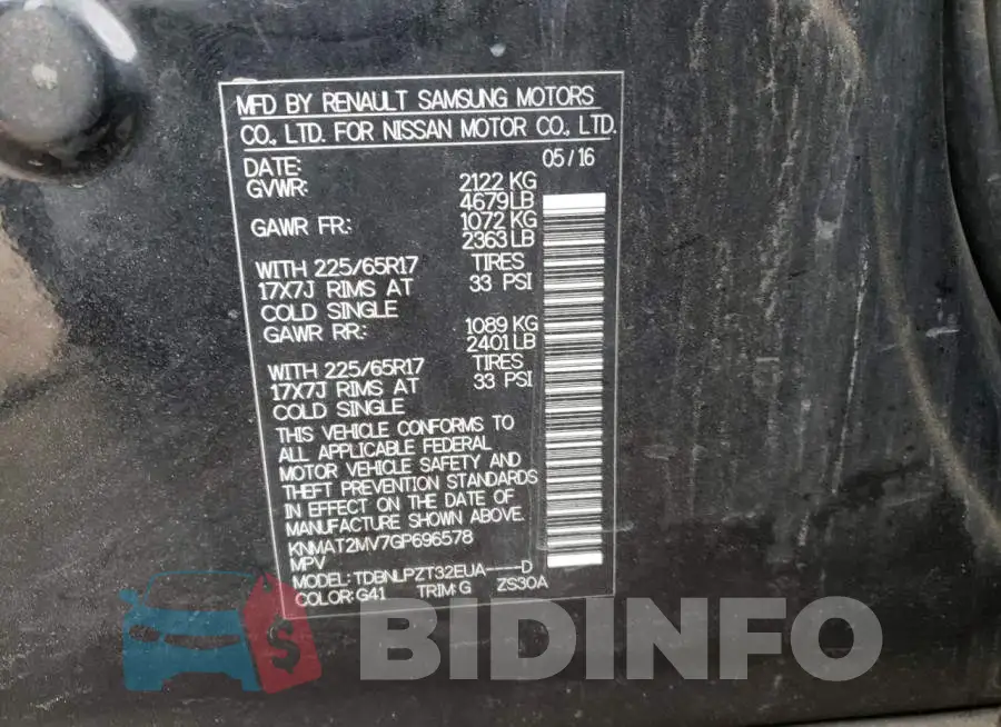 KNMAT2MV7GP696578 Photo# 12